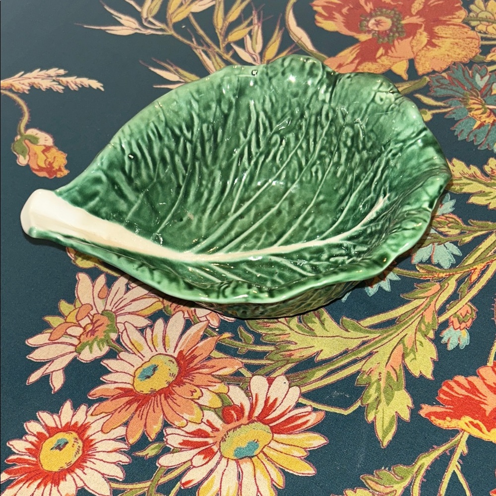 Green Ceramic Cabbage Leaf Serving Dish by Secla